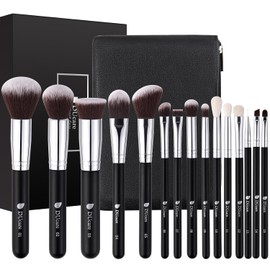 DUcare Brochas de maquillaje profesionales 15pcs Brochas para maquillaje set brocha Kabuki, base, mezcla de polvo, rubor, correctores, sombras de ojos