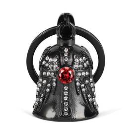 Birthstone Angel Wings Guardian Bell for Motorbikes: Cross Gremlin Bell Motorcycle, Keychain Key Rings Motorbike Accessories Lucky Viking Gifts for Men and Women