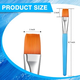 Flat Paint Brushes Watercolor Acrylic Paint Brush Synthetic Nylon Hair Paintbrush 1 Inch Artist Painting Brush for Detail Painting Oil Watercolor Fine Art Painting for Kids (Sky Blue, 20)