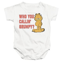 Popfunk Garfield Who You Callin Grumpy Unisex Infant Snap Suit for Baby, 6 Months, White