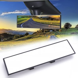 TRANSWARPS Rear View Mirror, Universal Interior Clip-on Wide Angle Mirror,Flat HD Rearview Mirror, Anti Glare, Clear Tint, Accessories for Car SUV Trucks Vehicles (11"*3")