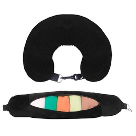 CPCOIN Travel Neck Pillows for Airplanes Stuffable Neck Pillow for Extra Carry-On Luggage Avoid Airline Baggage Fees Fits 3+ Days of Travel Essentials Long Flight Must Haves Black