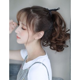 ALLMIRA Ponytail Wig Extensions Long Length 9.8 13.8 17.7 inches (25 35 45 55 cm) 4 Colors Hair Extensions Natural Fluffy Curly Curly Point Wig Natural Thin Face Effect (9.8 inches (25 cm), Light Brown)