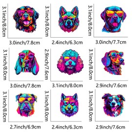 9pcs Colorful Dogs Iron On Transfer Decals Thermal Stickers for Clothing Appliqued Washable DIY Applique Iron On Heat Press Vinyl for Shirts Pillow Covers