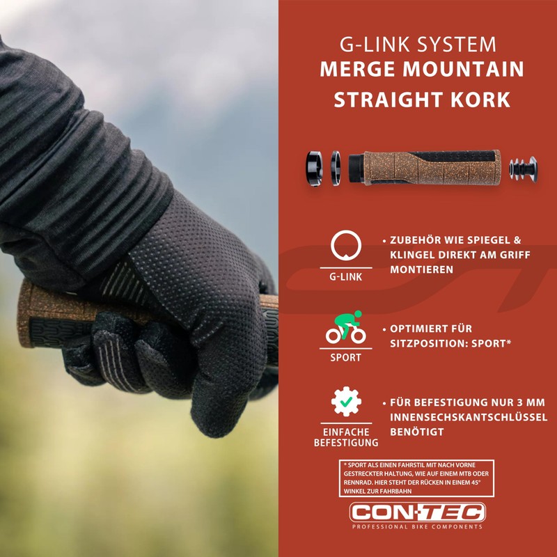 CONTEC Merge Mountain Straight 140mm D3 Tri-Component Cork Ergonomic MTB