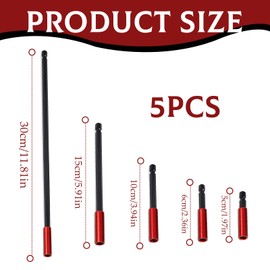 5 Pcs Magnetic Bit Holder for Impact Driver, 1/4" Hex Shank Screwdriver Extension Bar, 50mm 60mm 100mm 150mm 300mm Drill Bit Extension, Impact Driver Bit Holder, for Impact Drill Bar Tool Adapters