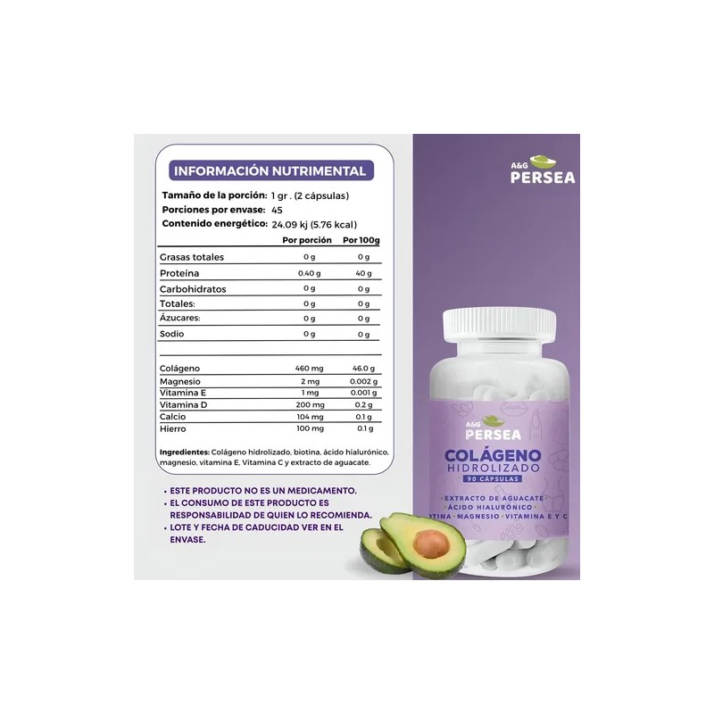 A&G Persea - Pack 4 Capsulas De Colageno Con Biotina