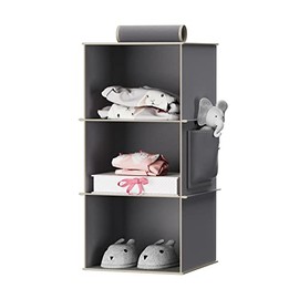 YOUDENOVA Hanging Closet Organizers and Storage, 3-Shelf Closet Hanging Storage Shelves for Closet, RV, Grey
