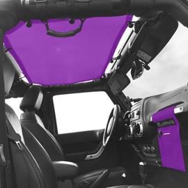 Shadeidea JK Sun Shade Top Compatible with Jeep Wrangler JKU Top Sunshade Soft Mesh Roof Cover (2007-2018)- Wind Noise UV Blocker -10 Year Warranty -4 Door & 2 Door -Purple -Front