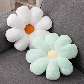 Aryan Floor Cushion Flower Cushion Cute Floor Cushion Preppy Room Decor Cushion for Bedroom Sofa Couch 38cm (Green)