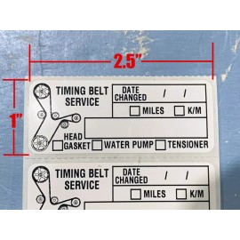 OilTak 40x TIMING BELT WATER PUMP TENSIONER SERVICE STICKERS 2.5"x1" Polyester Labels
