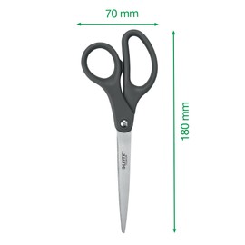Leitz Titanium Scissors 180 mm, Stainless Steel 180 mm Scissors with Titanium-Coated Blades on Plastic-Free Hanging Card, 54210089