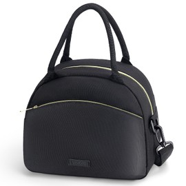 VRUCUZ Insulated Lunch Bags for Women, Reusable Lunch Box with Adjustable Strap for Adults, Cute boite a Lunch Femme Cute Small Thermal for Work, Black