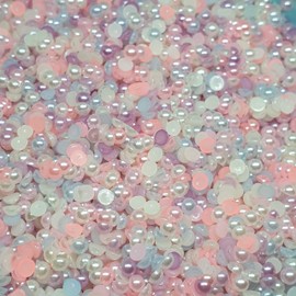 MajorCrafts® 2000pcs 4mm Pastel Mixed Colours Flat Back Half Round Resin Pearls