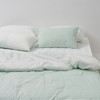 JAJU [JAJU] Crinkle Cotton Contrast Quilt Blanket Q Mint White