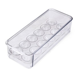 Copco Egg Storage Drawer with Removable Lid and Flat Top For Stacking and Space Saving, Holds 14 Medium, Large, XL, or Jumbo Eggs, Handle for Easy Transport, Clear