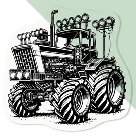 4 x Small 50mm 'Monster Truck Tractor' Transparent/Clear Sticker Decals for Windows/Cars/Walls (DC00141492)