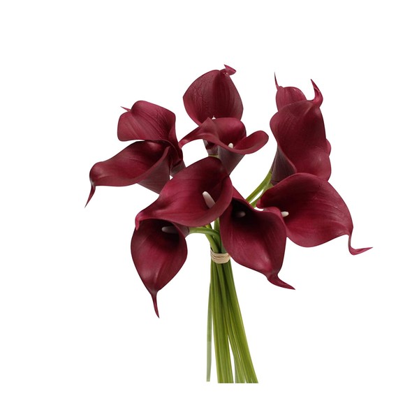 20 Stems of Real Touch Lifelike Artificial Reddish Burgundy Calla