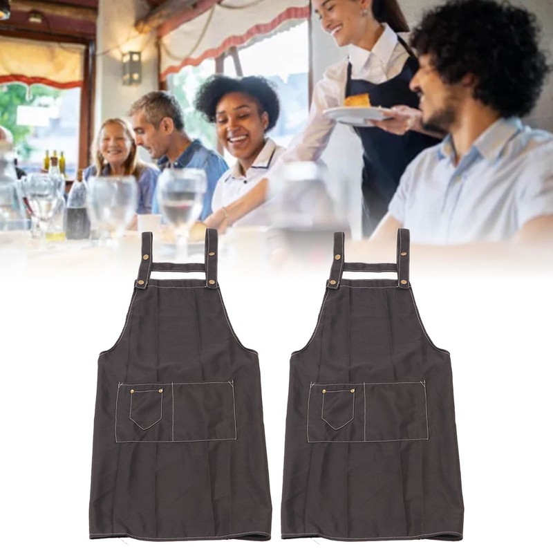 2 Pcs Black Cotton Apron Kitchen Breathable Oil Resistant Apron