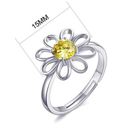 Philip Jones Adjustable Crystal Daisy Ring Created with Zircondia® Crystals