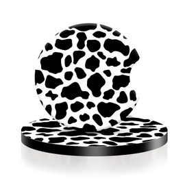 DAIWUGOU 2 Pack Car Cup Holder Coasters Cow Car Coasters for Cup Holders Anti Slip Rubber Car Cup Mat with A Finger Notch Fashion Car Interior Accessories Drink Coaster for Women Men 2.75 Inch