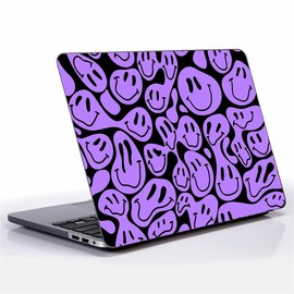 Goodsprout Computer Case for MacBook Air 15 Inch Purple Smile Patchwor Colorful Pattern Black Release 2023 Model A2941/A3241 Hard Shell Case Compatible with MacBook Air 15 Inch