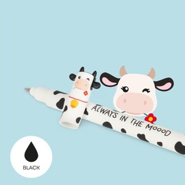 Legami - Set of 4 Farm Sweet Farm Erasable Gel Pens, Pens with Thermosensitive Erasable Ink, Black, Pink, Green, Red, Erases Without Consuming the Sheet, 0.7 mm Tip