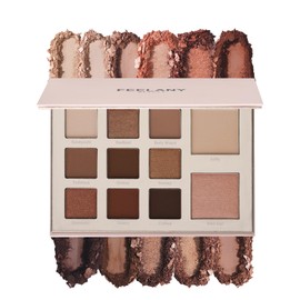 FEELANY Warm Neutral Makeup Eyeshadow Palette Long-lasting eye makeup Includes 2 blushes and 9 eyeshadows Velvet matte and shimmery metallic Blendable Multi-Finish eyeshadow - Rich color (BEGONIA)