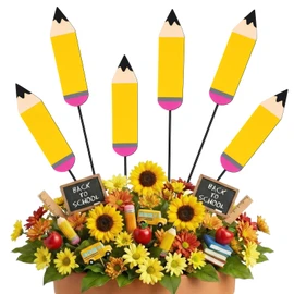 Pickmesh 6 Pcs 12" Back to School Decor Outdoot Metal Pencil Garden Stakes
