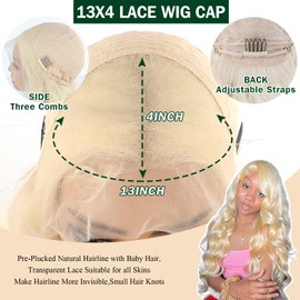 Mayouda 30Inch Blonde 13x4 HD Lace Frontal Wig for Black Women Long Body Wavy Lace Front Wigs With Baby Hair Lace Wigs Synthetic Pre Plucked Glueless Wigs Hair Lace Front Wigs (B-Blonde, 30Inch)