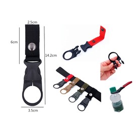 SUSU BLOCK 4PCS Bottle Buckle Clip Hanging Buckle Portable Water Bottle Ring Holder Keychain Mineral Water Bottle Clip For Backpack Belt Nylon Webbing Strap For Outdoor Tactical Camping Hiking Khaki