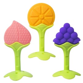 3 Mordederas Para Bebes Frutas Juguete con Diseño Frutal Mordedera con Textura para Comezón en Encías Mordedor para Niños Infantes y Bebes Alivia Dolores