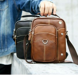 Messenger bag, Henmifyer Genuine Leather Crossbody Shoulder Bag for Women Men Purse Travel Work Business (Coffee)