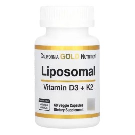 California Gold Nutrition Liposomal K2+ D3, 60caps Sabor Sin Sabor