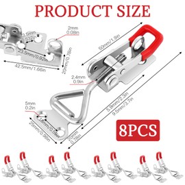 Pack of 8 Tension Clasps, Metal Crate Lock Adjustable with Locking Hole, Adjustable Toggle Clamps, Eccentric Lock for Cupboards, Suitcase