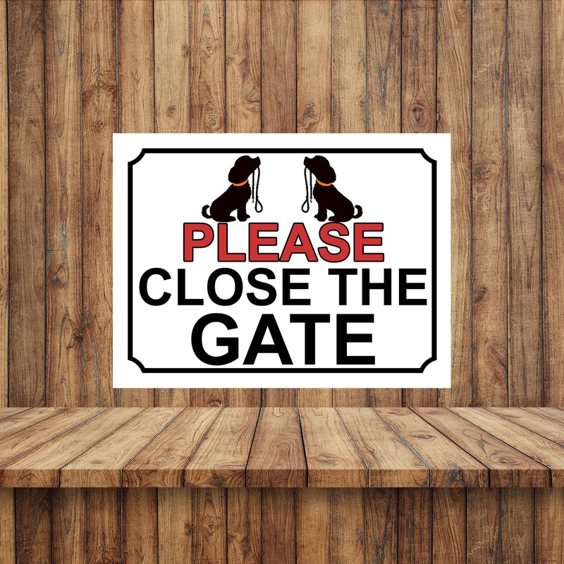 Shawprint PLEASE CLOSE THE GATE METAL SIGN DOG THEME (Red/Black/White,