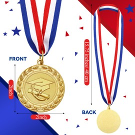 Landical 12 Pcs Graduation Award Medals Graduation Medallion with Neck Ribbons Bulk 2025 Congrats Grad Graduate Gifts for Her Him