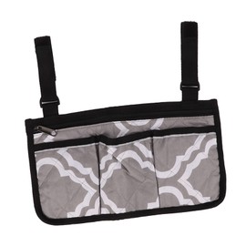 Wheelchair Side Pocket with Reflective Stripes, Side Hanging Storage Bag for Wheelchairs with Multiple Pockets, Armrest Pocket, Wheelchair Armrest Accessories with (Grey Pattern)