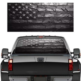 Broken Black & White American Flag Car Rear Window Decals - USA Flag Sticker for Truck - Pickup Decal Truck Bumper Stickers Back Window Patriotic Graphic for Trucks Automotive Decor,66"x20"
