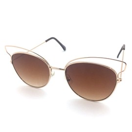 [Glasses! Glasses! Glasses!] Japanese Specifications Cat Eye, Brow Sunglasses, Cat Eyes, Small Face Effect, gold/blue