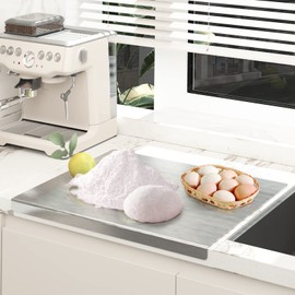 Large Stainless Steel Cutting Board, Heavy Duty 304 Chopping Cutting Board Kneading Board Noodle Boards Kitchen Pastry Board for Kneading Rolling Bread Pizza Biscuits Dough, Meat, Vegetables - 19.68"