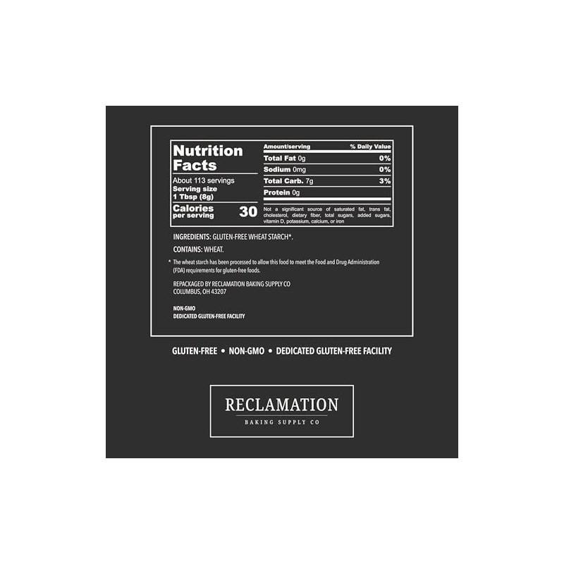 Gluten Free Wheat Starch, 2 lb, by Reclamation Baking Supply