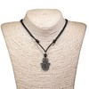 BlueRica Hamsa Hand of Fatima on Adjustable Black Cord Necklace,