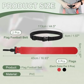YELARXI Flag Football Set, Adjustable Flag Football Belt with 1 Belt and 3 Flags Easy Tear Away for Men Women Players Training Competition (Red/Sky Blue)
