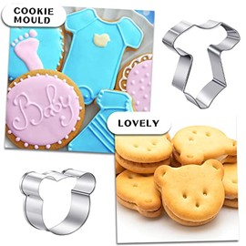 Juego de 8 cortadores de galletas de oso para baby shower, estilo clásico, molde de galletas para el hogar, cocina, hornear, galletas, baby shower, suministros de fiesta