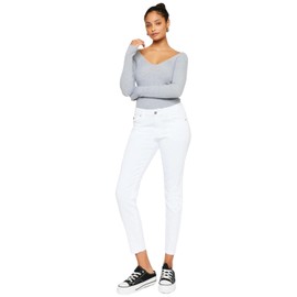 Kan Can Kancan Women's Mid Rise Ankle Skinny Jeans (US, Numeric, 9, Regular, Regular, White)