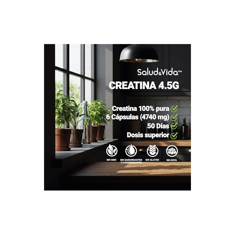 Creatina Monohidratada 4.5g - 300 Cápsulas - Suplemento Alimenticio -