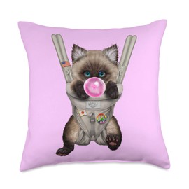 Siamese Cat with Bubble Gum in Baby Carrier Throw Pillow