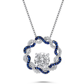 MANASSAA 5A Zirconia Circle Necklace – Rhodium-Plated Sterling Silver Gift for Her Wife Girlfriend or Mom on Anniversary Mother’s Day Valentine’s or Christmas, 2.54 cm x 2.54 cm, Cubic Zirconia, Cubic