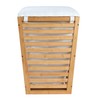 Household Essentials Slatted Natural Bamboo Hamper with Cushioned Lid and
